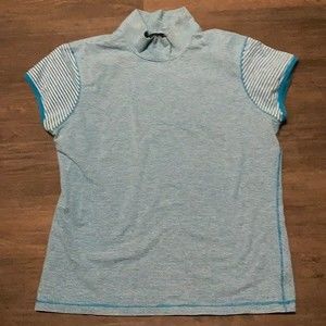 Rafaella Striped Mock Neck T-shirt Work Out Top